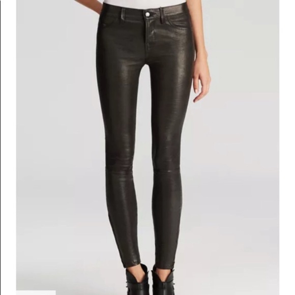 J Brand Denim - JBRAND Super Skinny Coated Black Tar Jeans